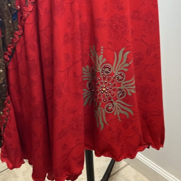 Red/Brown/Blue Embellished Dress - Picture 5 of 11